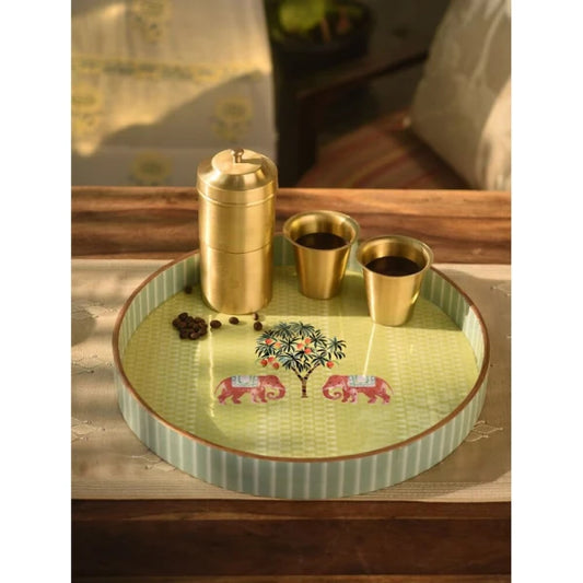 Buy Yellow Mango Wood Carved Tray