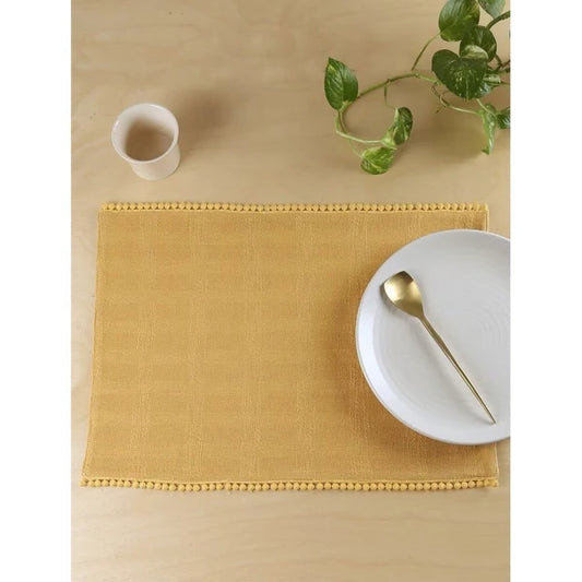 Buy Yellow Rectangle Cotton Solid Mats