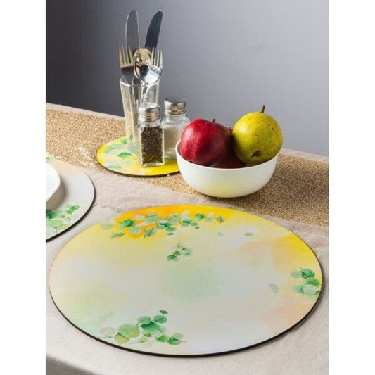 Buy Yellow Round MDF Printed Mats